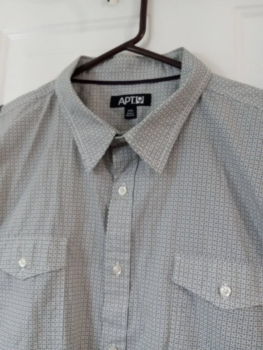 Apt. 9 Men's XXL Gray Geometric Short Sleeve Button Up Casual Preppy Shirt
